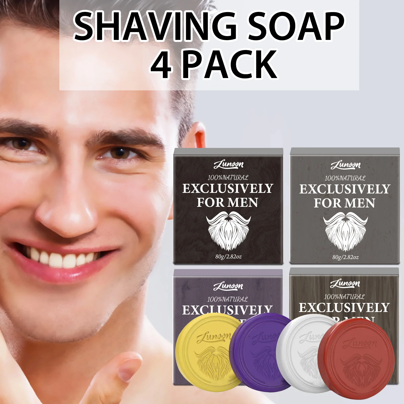 Shaving Cream - 4/1 stuks Heren Baard Scheerzeep Handgemaakt