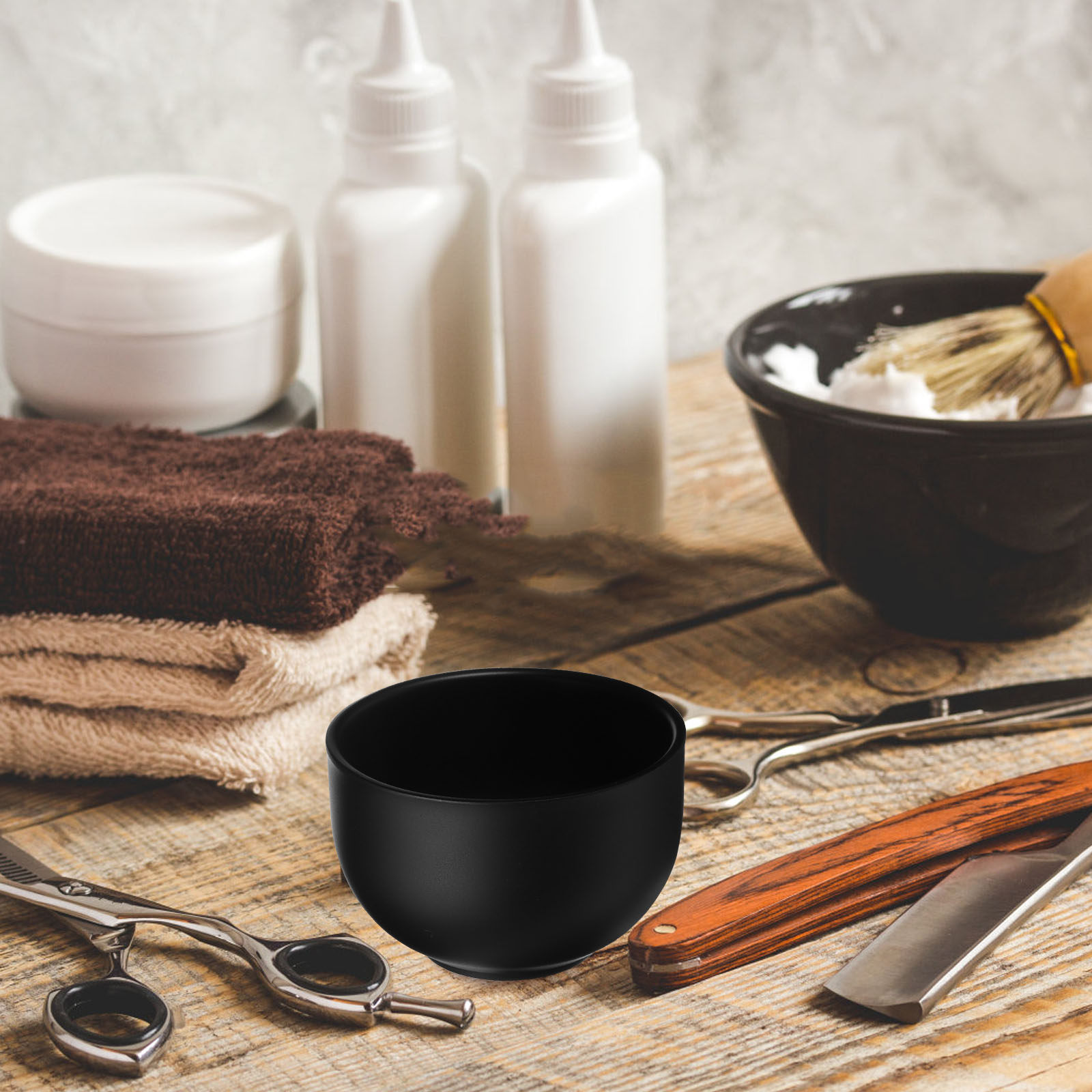 Shaving Cream - Zwarte scheerschaal van roestvrij staal, dubbelwandig
